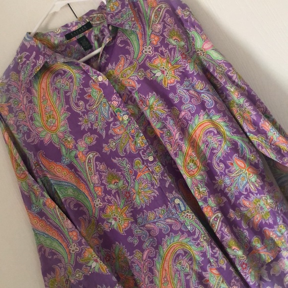 Ralph Lauren Tops - Women’s spring Laurel Ralph Lauren Colorful Paisley Button-Up Shirt